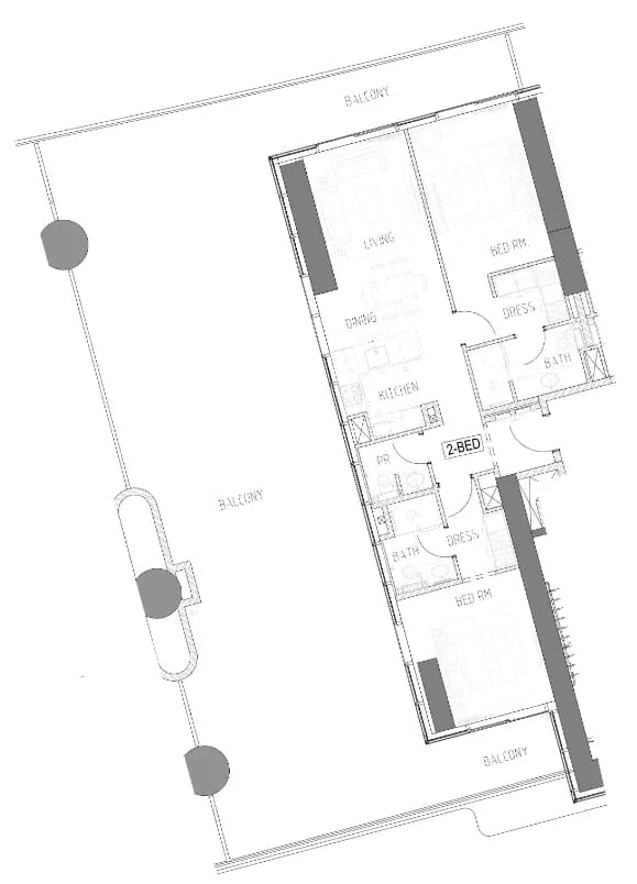 Damac Bay 2 2 BR Apartments floor plan, 931 sqft to 2,864 sqft, drawing published by Damac