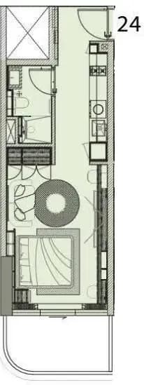 Cove Edition 6 Studio Apartments floor plan, 401 sqft to 446 sqft, drawing published by Imtiaz