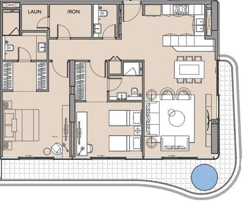 Beach Walk 4 2 BR Apartments floor plan, 1,367 sqft to 1,949 sqft, drawing published by Imtiaz