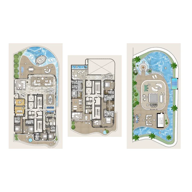 One Crescent Palm 6 BR Penthouse floor plan, 22,600 sqft, drawing published by AHS Properties