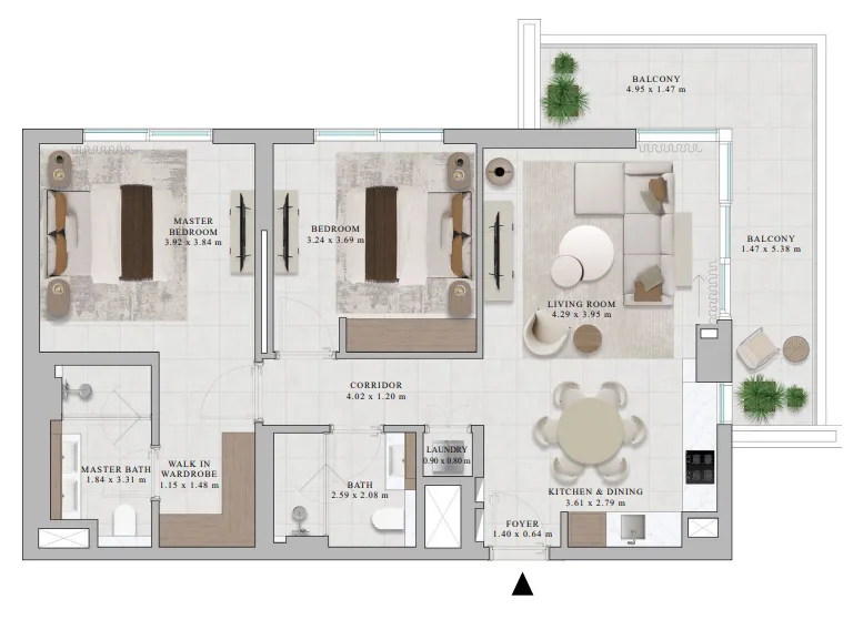 Rosehill 2 BR Apartments floor plan, 1,187 sqft to 1,520 sqft, drawing published by Emaar