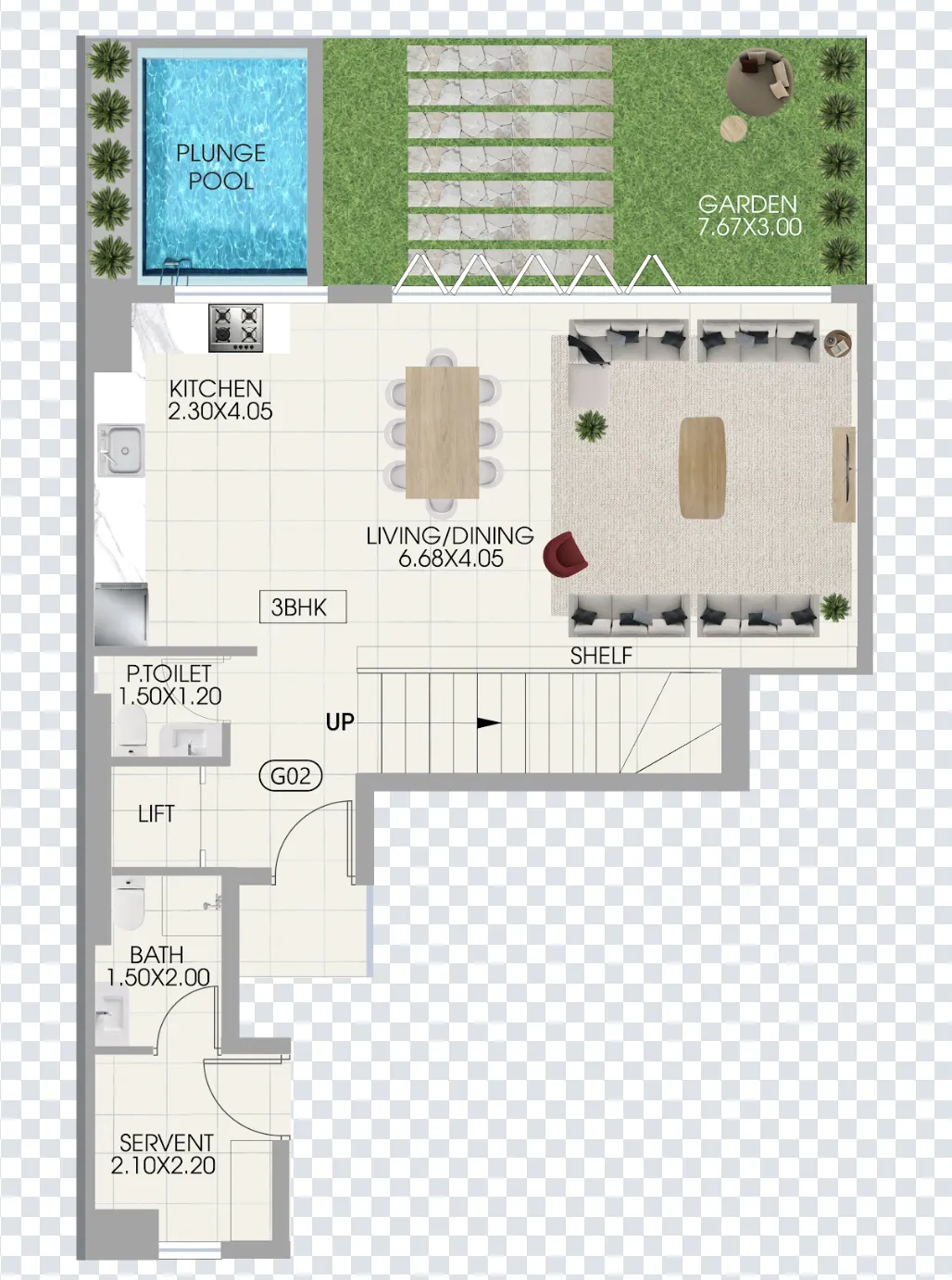 Bonds Avenue 3 BR Apartments floor plan, 2,782 sqft to 2,979 sqft, drawing published by Amirah Developments
