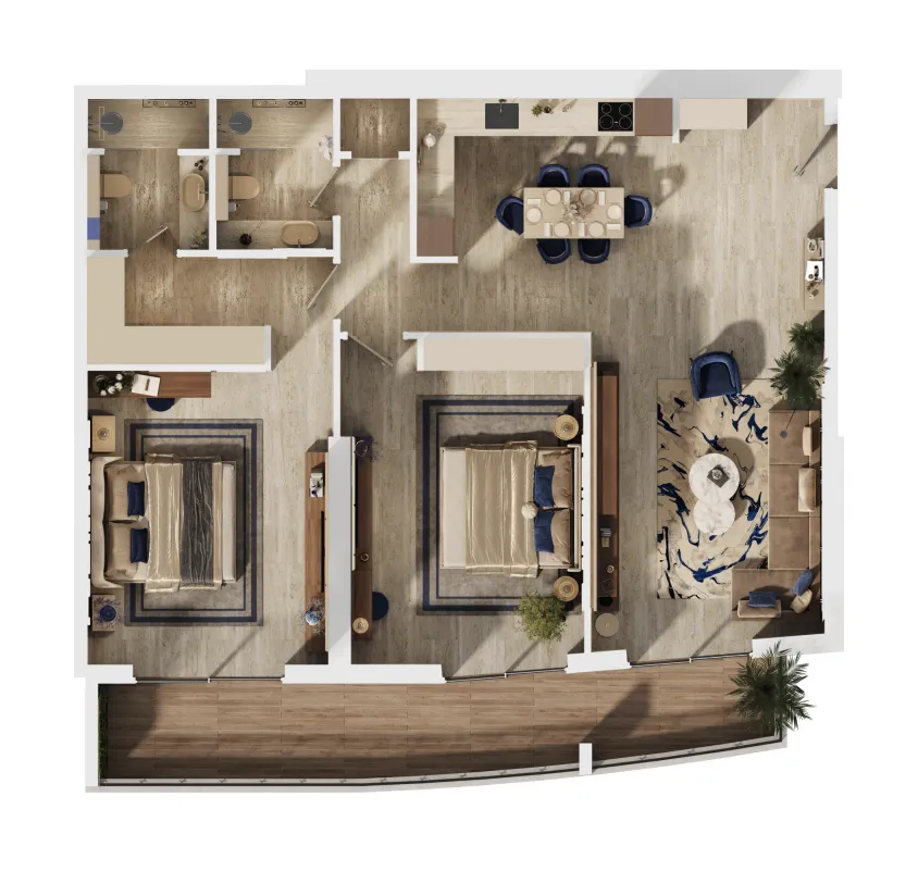 MAG 777 2 BR Apartments floor plan, 1,384 sqft, drawing published by MAG Property Development