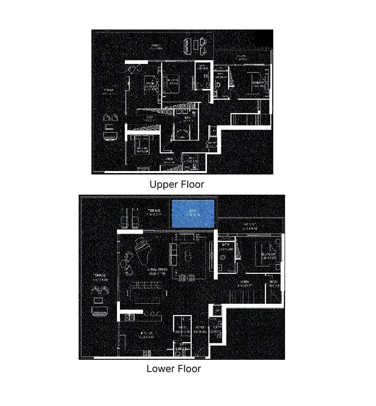 Viewz 5 BR Penthouse floor plan, 5,754 sqft to 5,761 sqft, drawing published by Danube