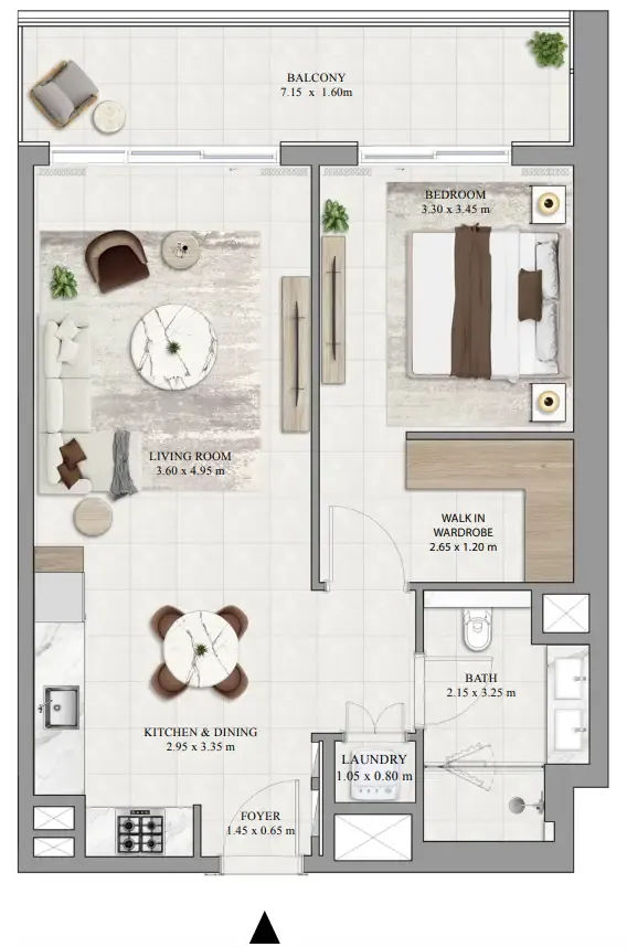 Greencrest 1 BR Apartments floor plan, 832 sqft to 847 sqft, drawing published by Emaar
