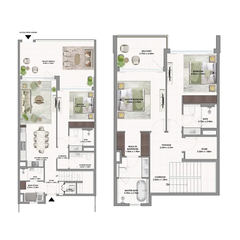 Golf Dale 3 BR Townhouse floor plan, 2,559 sqft, drawing published by Emaar