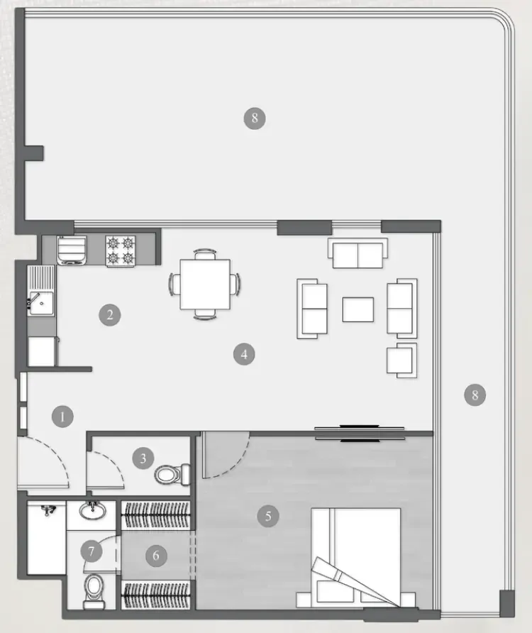 Elevia Residences 1 BR Apartments floor plan, 904 sqft to 1,365 sqft, drawing published by Valores Property Development