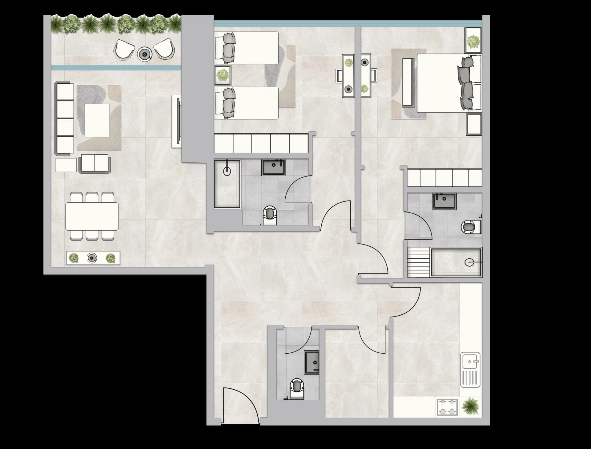 Infinity Tower 2 BR Apartments floor plan, 1,699 sqft to 3,762 sqft, drawing published by GJ Properties