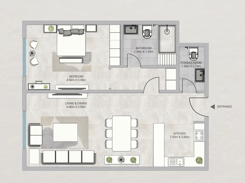 Sky Gardens Tower 1 BR Apartments floor plan, 1,082 sqft to 1,140 sqft, drawing published by GJ Properties