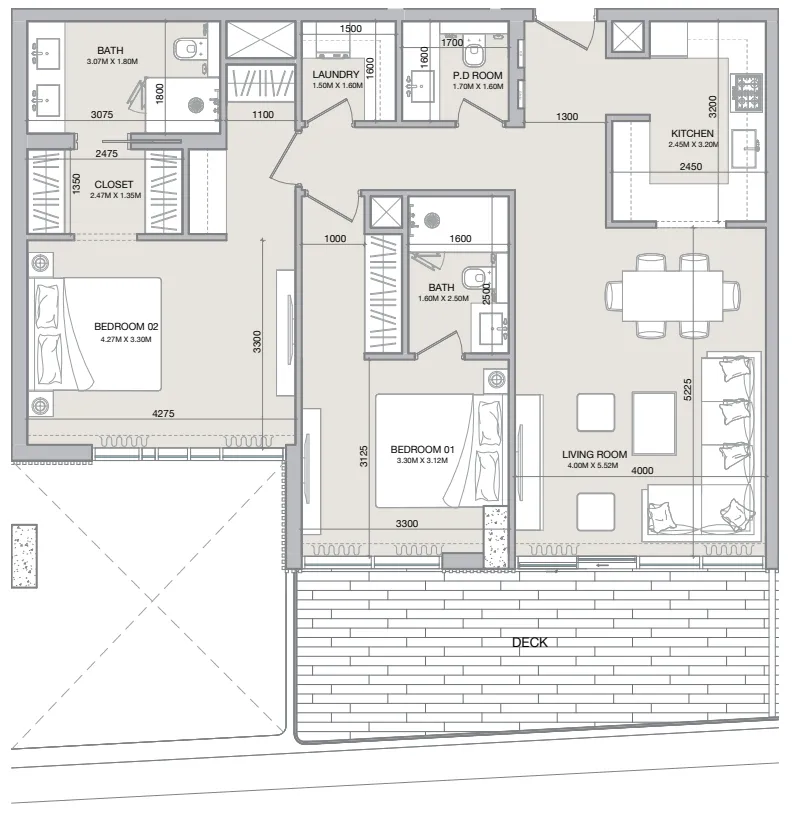 Isolana Residences 2 BR Apartments floor plan, 1,463 sqft to 1,795 sqft, drawing published by Hayaat Developments