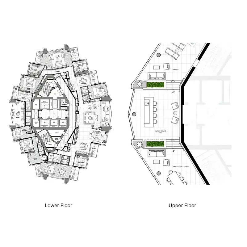 LIV Marina 4 BR Penthouse floor plan, 9,124 sqft, drawing published by LIV Developers