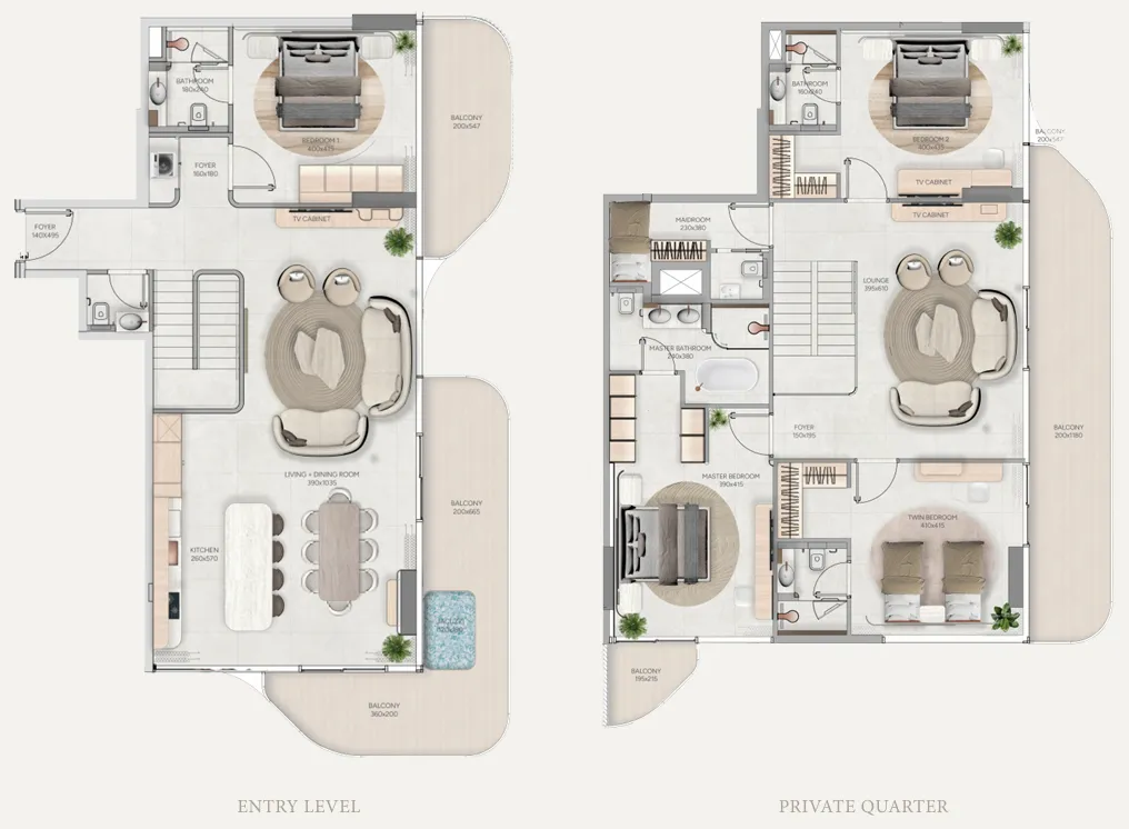 Vestoria Bay 4 BR Apartments floor plan, 3,091 sqft, drawing published by Ahmadyar Developments