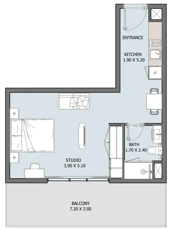 Oceana 1 BR Apartments floor plan, 559 sqft to 1,405 sqft, drawing published by Reportage