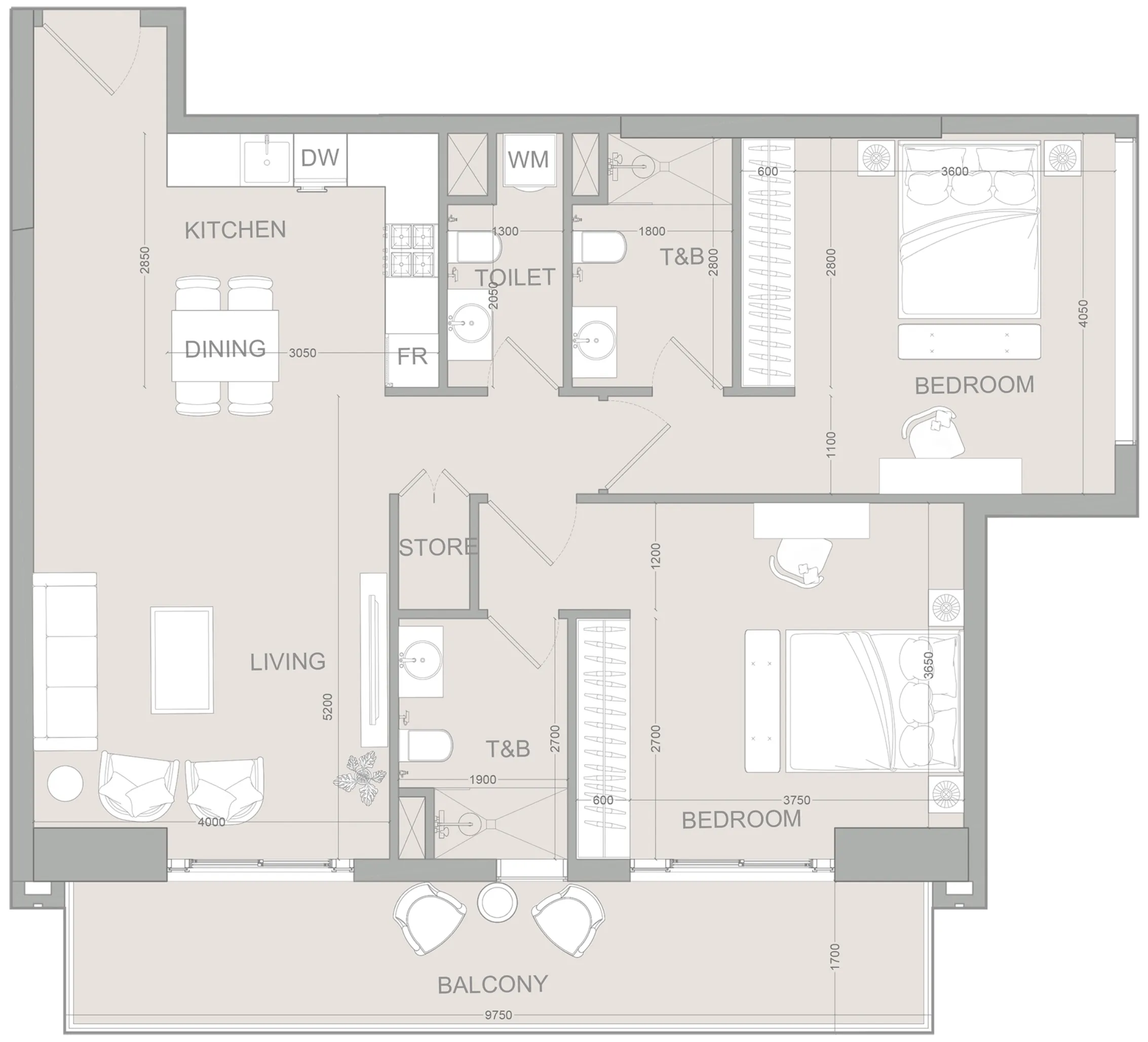 AUREL1A Residence 2 BR Apartments floor plan, 1,262 sqft to 2,001 sqft, drawing published by Object One