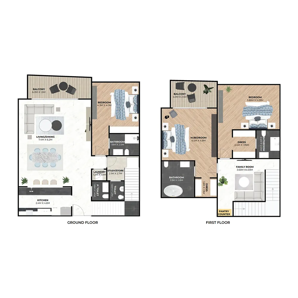 Hatimi Residences 3 BR Apartments floor plan, 2,531 sqft, drawing published by Fakhruddin Properties