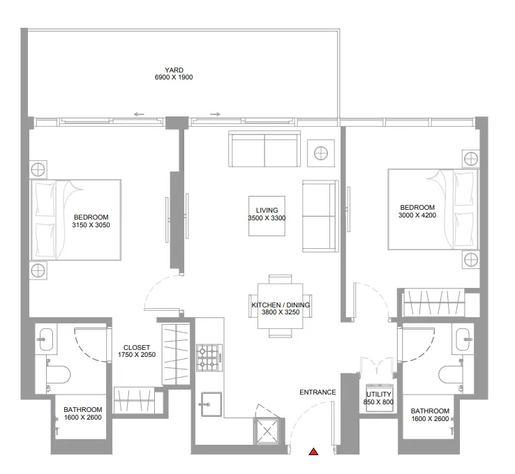 Pearlside Marina Residences 2 BR Apartments floor plan, 652 sqft to 1,355 sqft, drawing published by Sobha