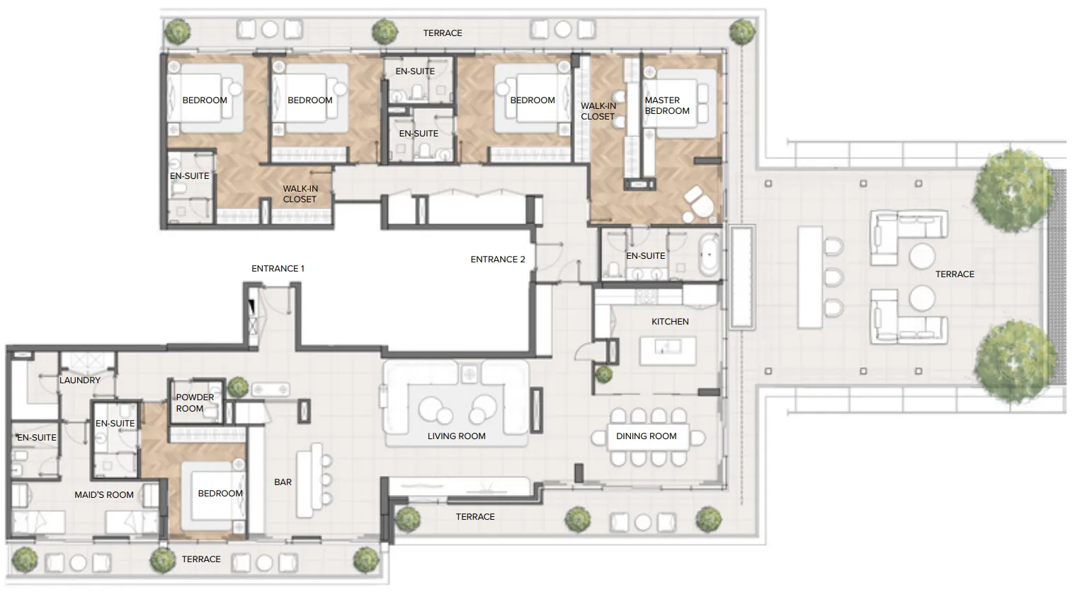 Residences Du Port Autograph Collection 5 BR Penthouse floor plan, 5,541 sqft, drawing published by FIM Partners
