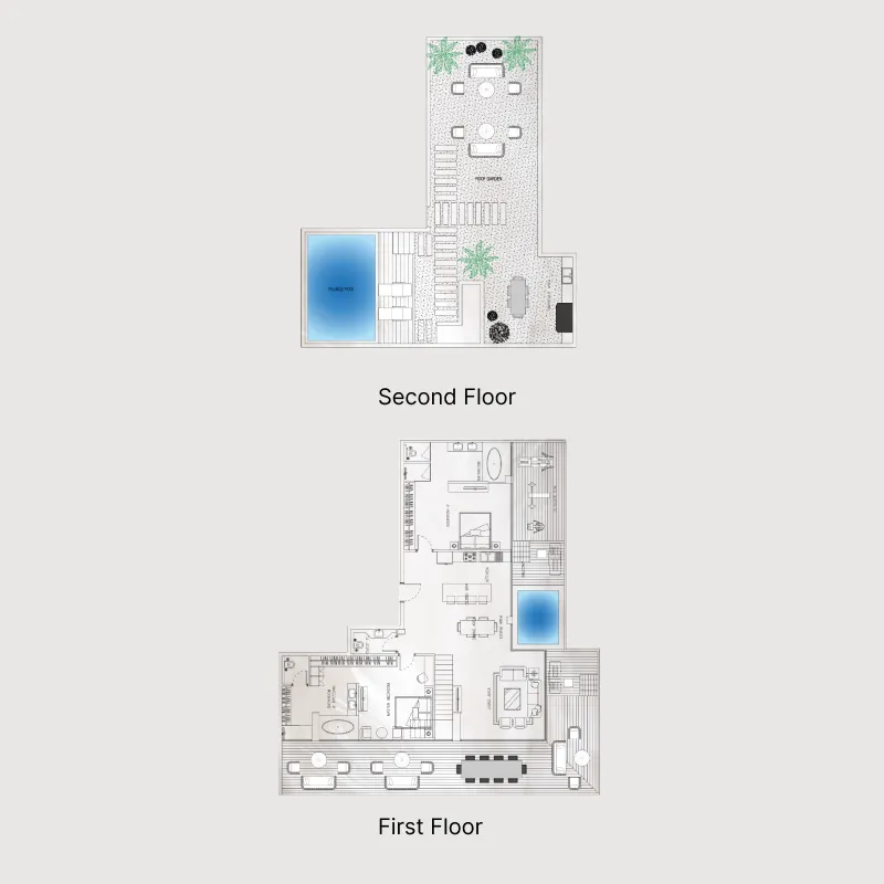 Sky Suites 2 BR Apartments floor plan, 4,406 sqft, drawing published by Peace Homes Group