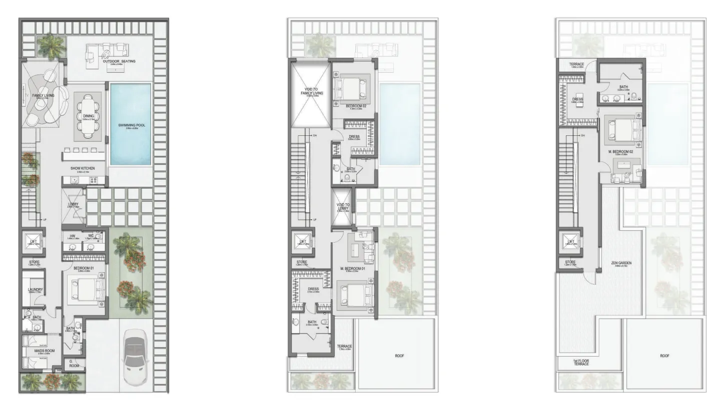 Selora Residences 4.5 BR Villa floor plan, 4,667 sqft, drawing published by Swank Development