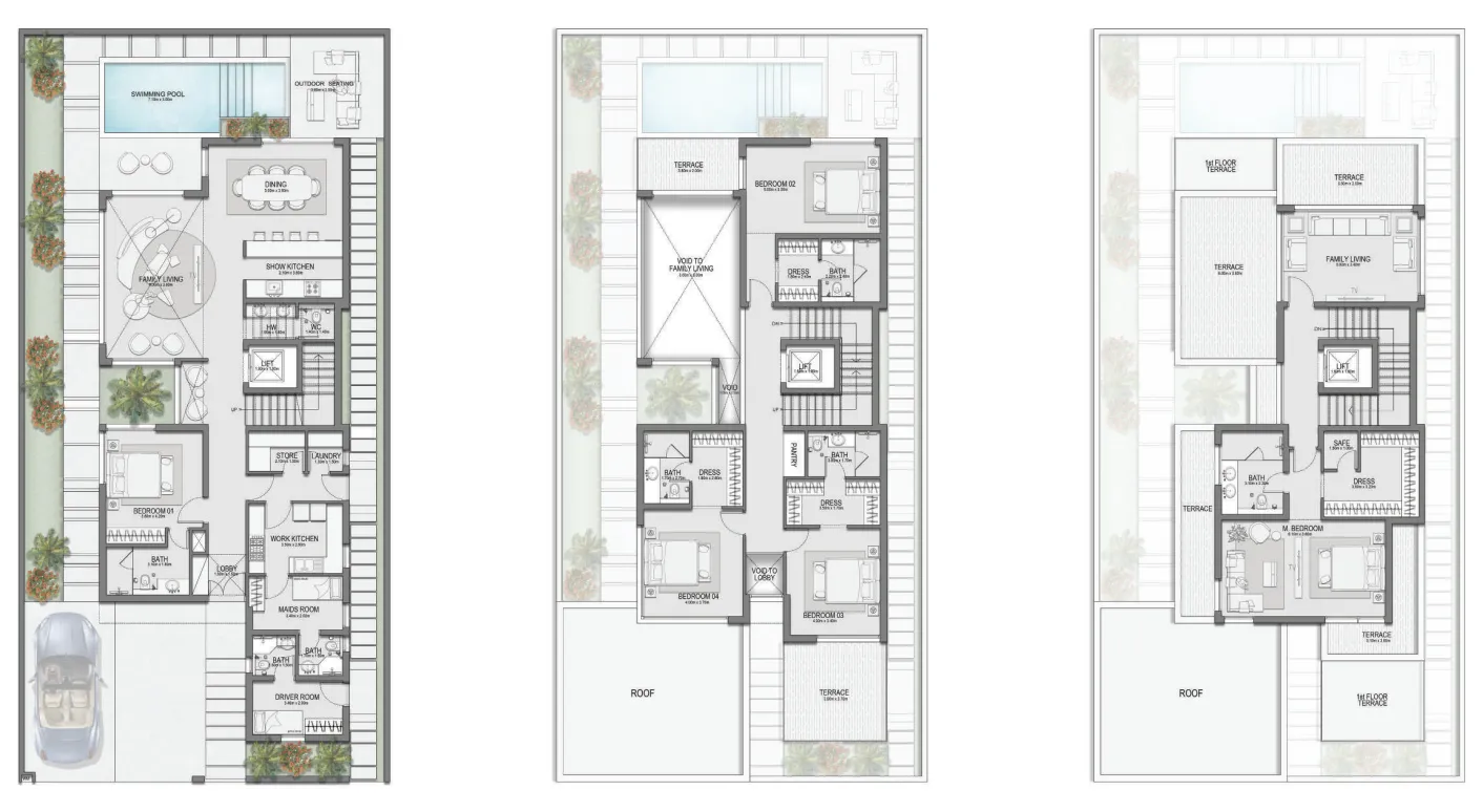 Selora Residences 5 BR Villa floor plan, 5,543 sqft, drawing published by Swank Development