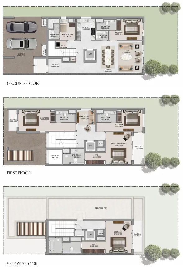 The Brooks at Sobha Sanctuary 5 BR Villa floor plan, 4,107 sqft, drawing published by Sobha