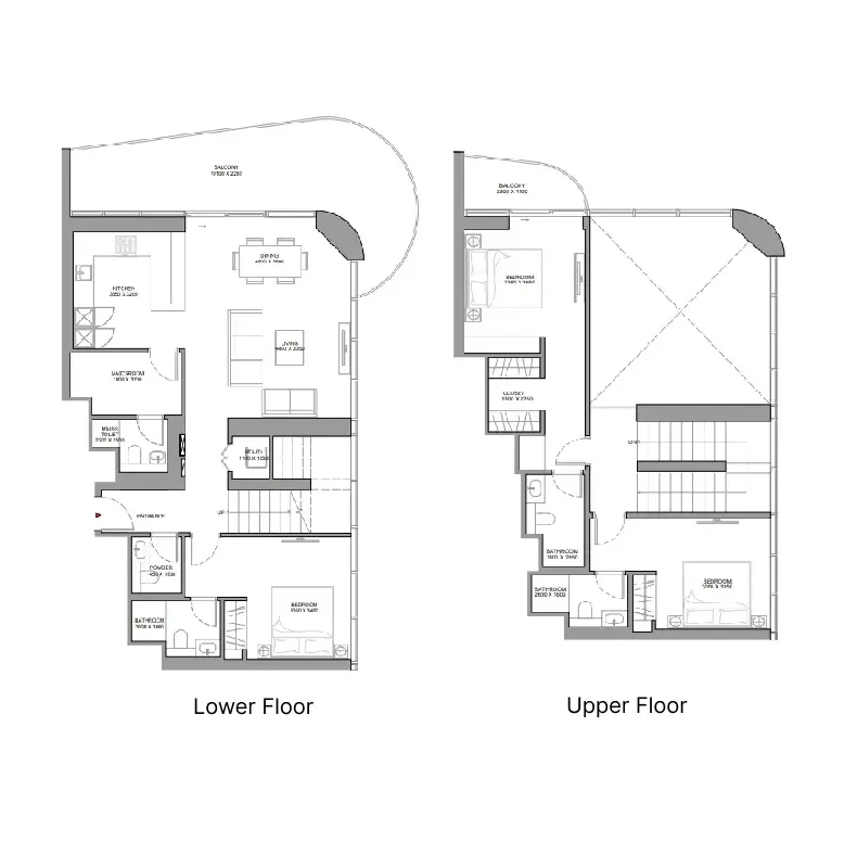 Sobha Aquamont 3 BR Apartments floor plan, 2,150 sqft to 2,218 sqft, drawing published by Sobha