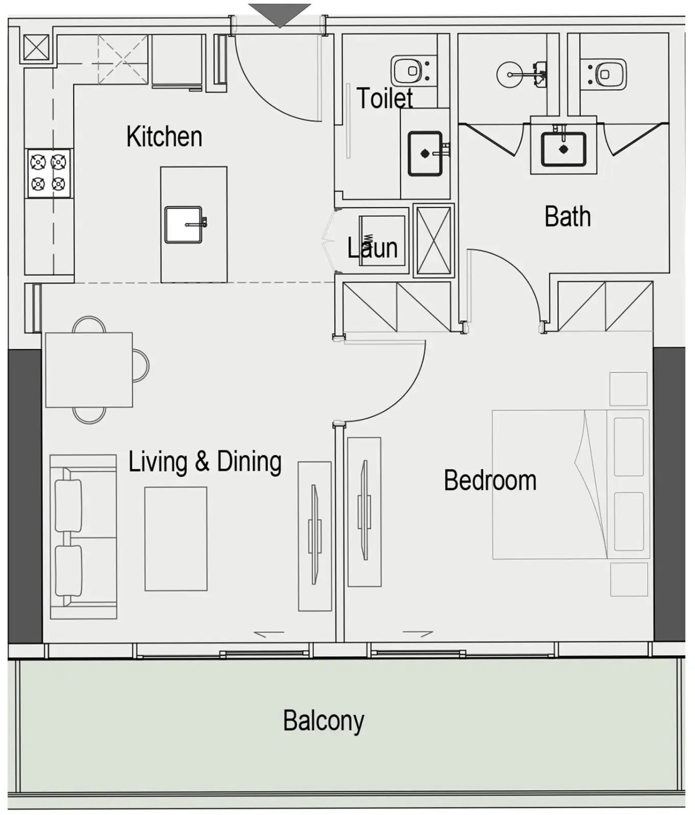 Sierra by Iman 1 BR Apartments floor plan, 643 sqft to 798 sqft, drawing published by IMAN Developers