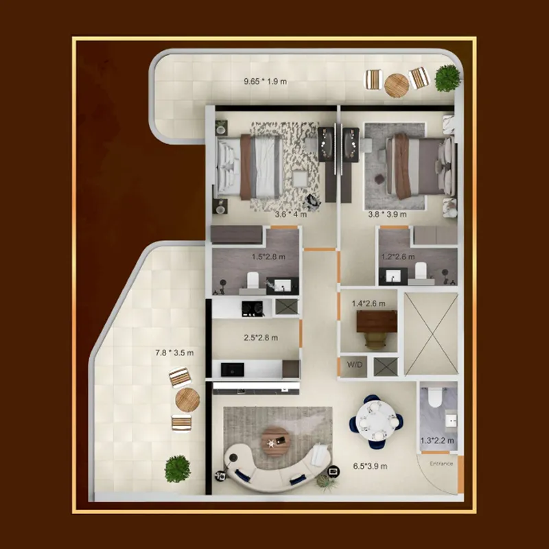Symbolic Zen Residences 2.5 BR Apartments floor plan, 1,195 sqft to 1,536 sqft, drawing published by Symbolic Developments