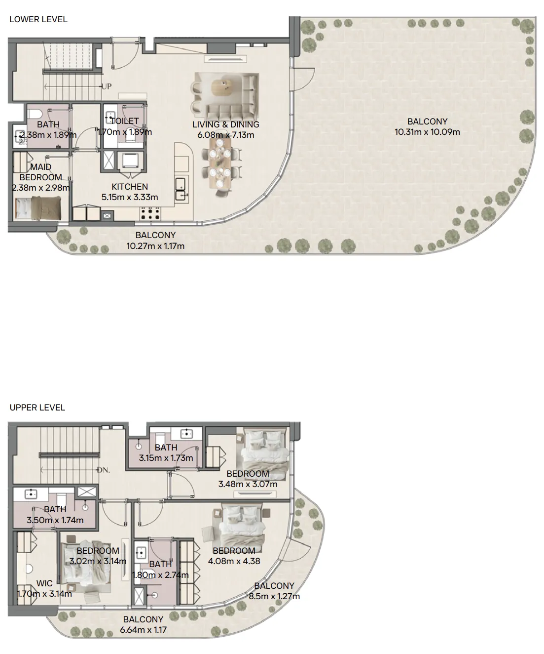 Mirasol II 3 BR Apartments floor plan, 3,236 sqft, drawing published by RAK Properties