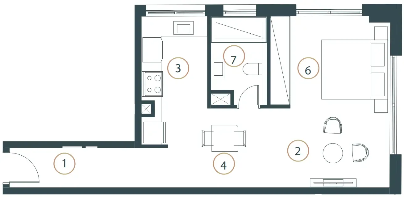 Whitestone Residences Studio Apartments floor plan, 509 sqft, drawing published by Axiom Prime Real Estate Development