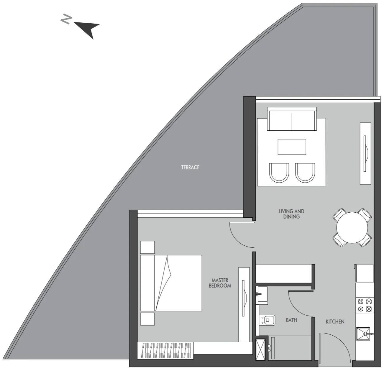 Golf Place 1 BR Apartments floor plan, 976 sqft, drawing published by Prestige One