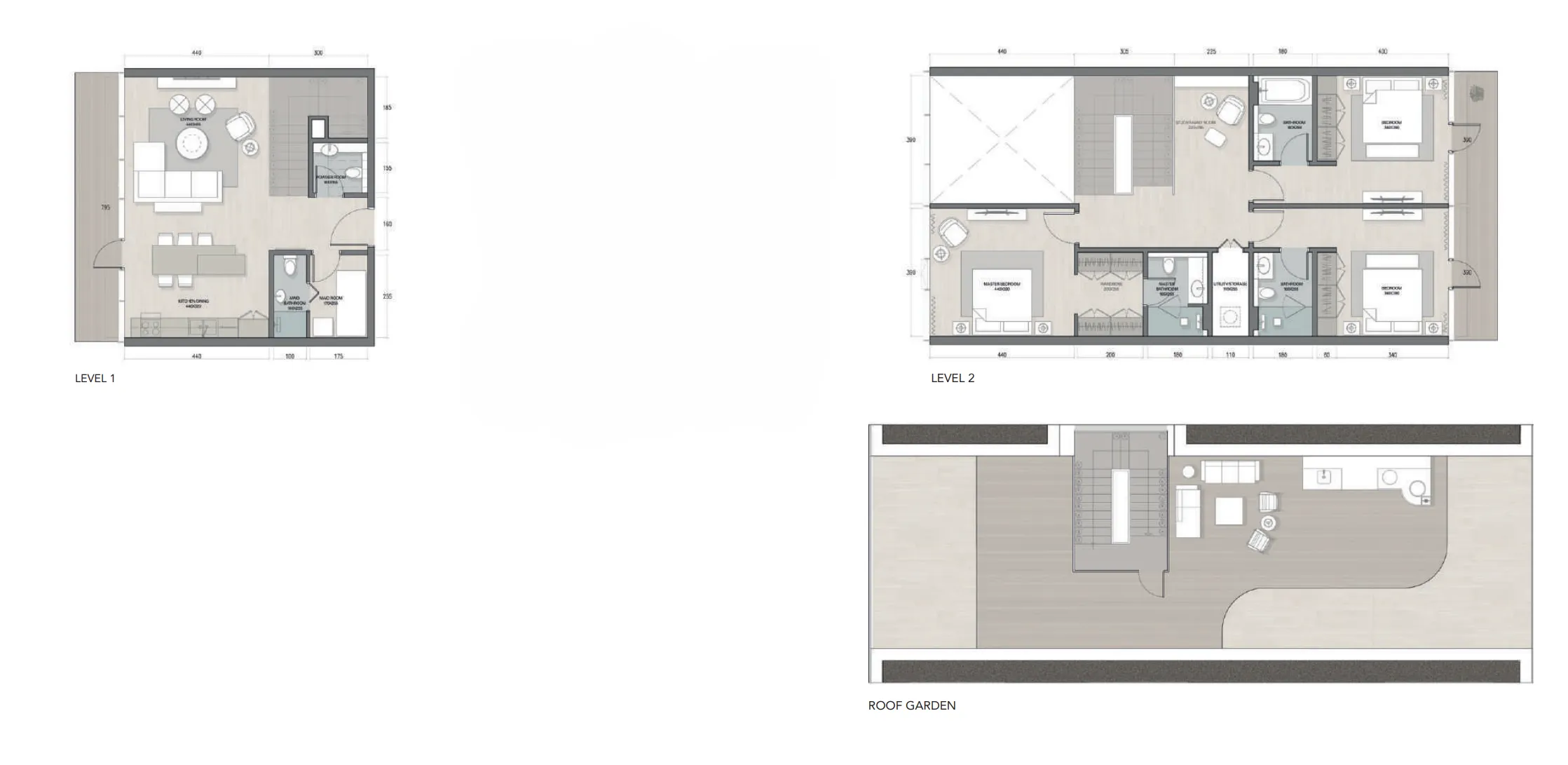 Quattro Del Mar 3 BR Apartments floor plan, 2,218 sqft to 4,178 sqft, drawing published by RAK Properties
