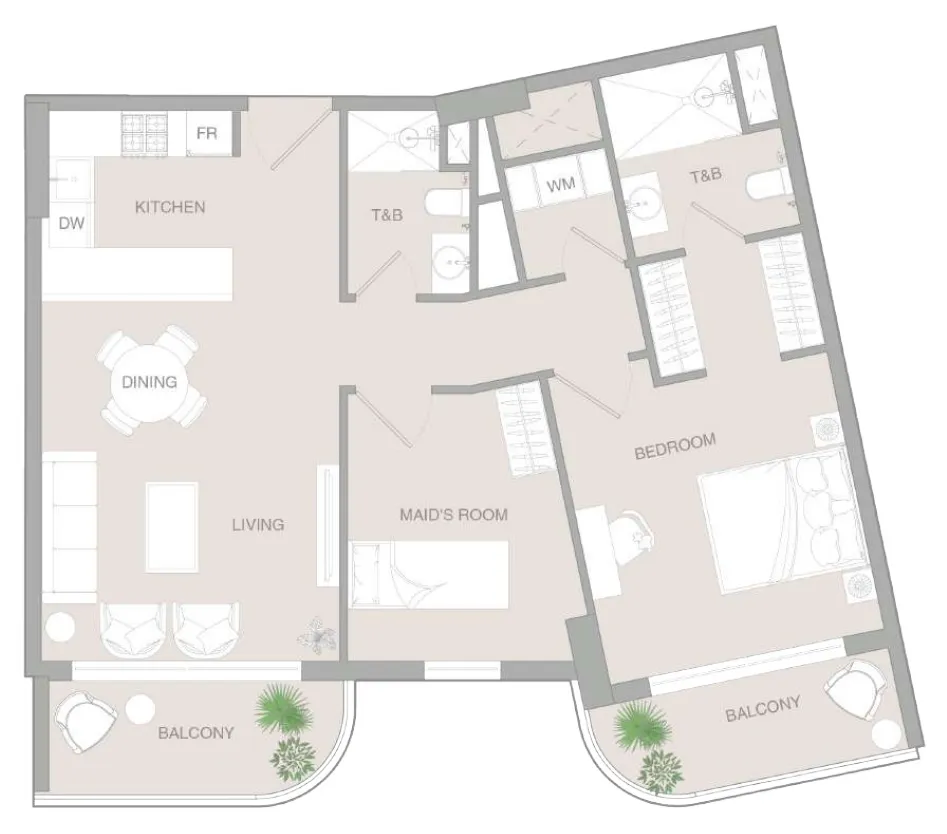 VERDAN1A 3 1.5 BR Apartments floor plan, 960 sqft, drawing published by Object One