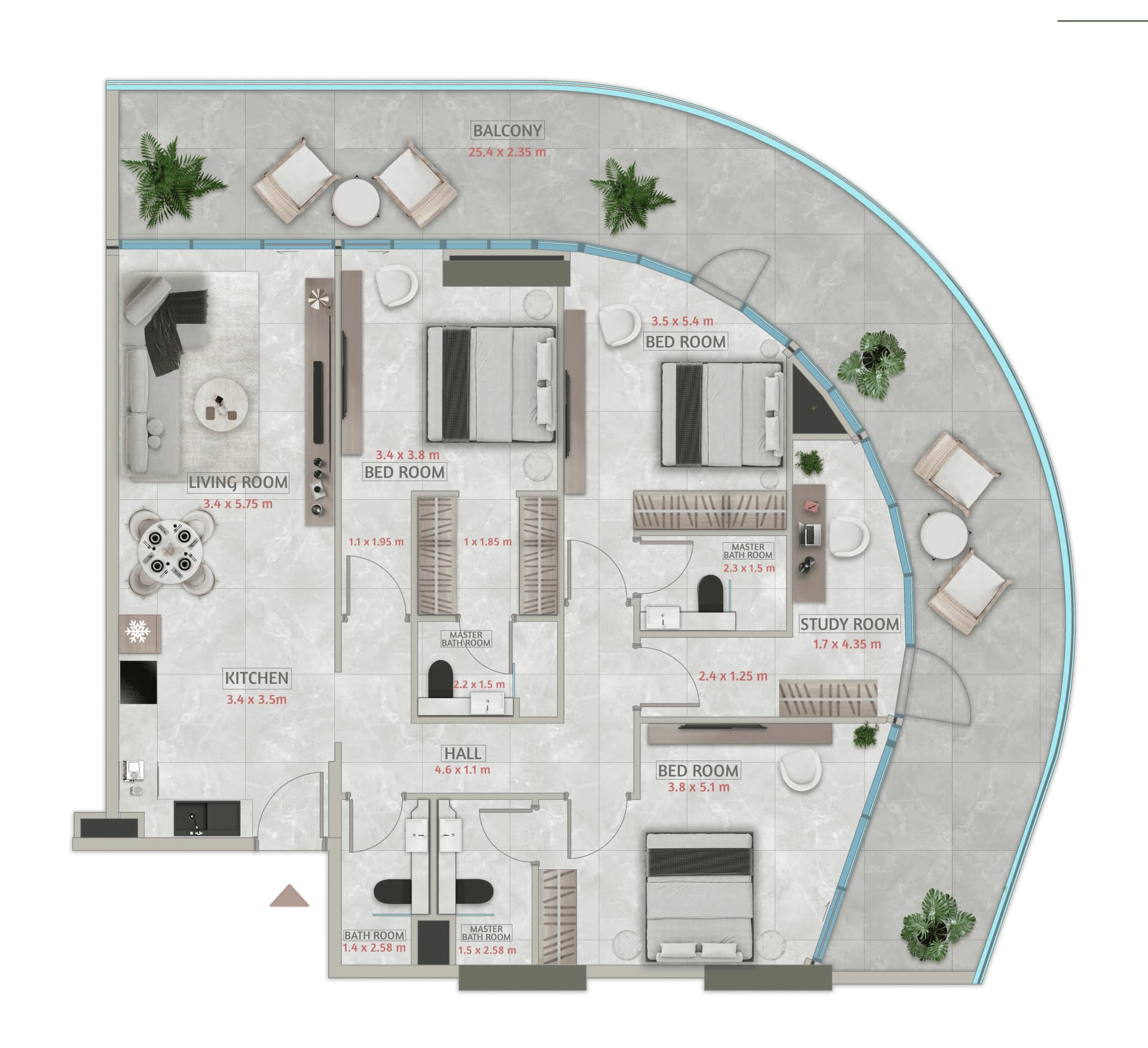 Sakura Gardens 3 BR Apartments floor plan, 1,599 sqft to 2,290 sqft, drawing published by HRE Development
