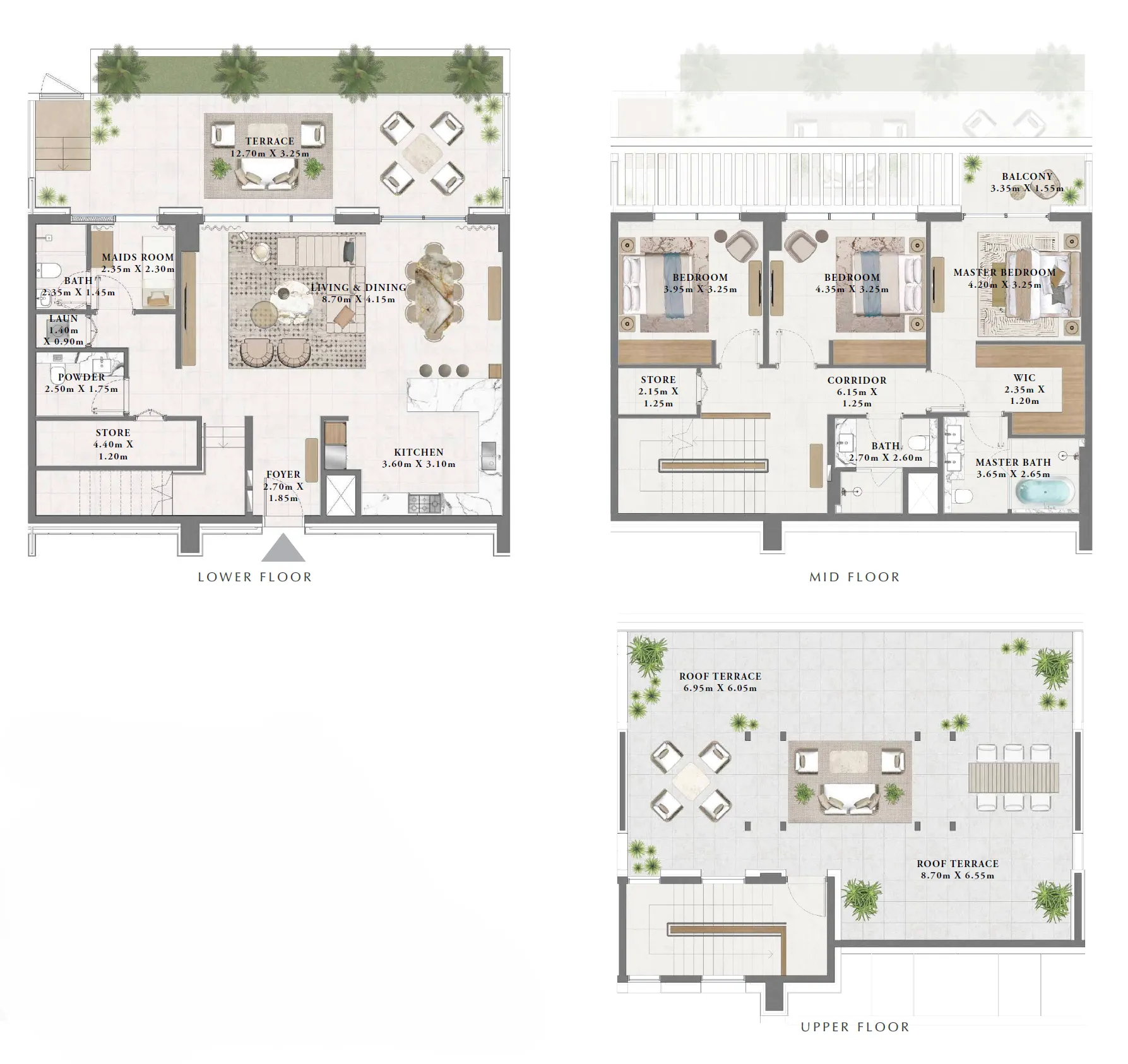 Albero 3 BR Apartments floor plan, 1,848 sqft to 4,166 sqft, drawing published by Emaar