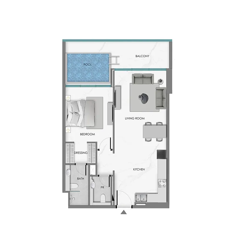 Samana Ocean Crest 1 BR Apartments floor plan, 767 sqft to 1,137 sqft, drawing published by Samana