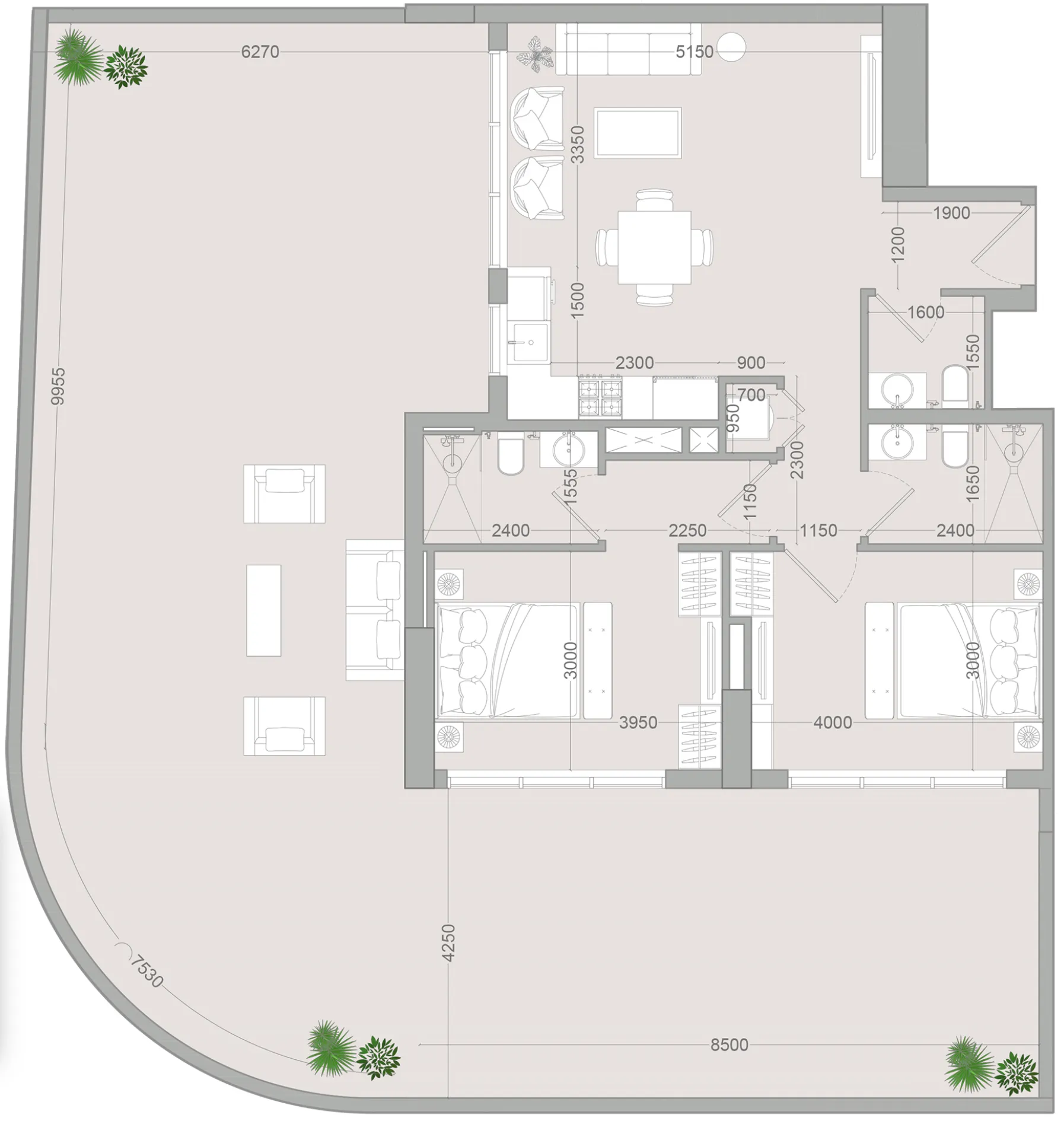 ALTA V1EW 2 BR Apartments floor plan, 2,122 sqft, drawing published by Object One