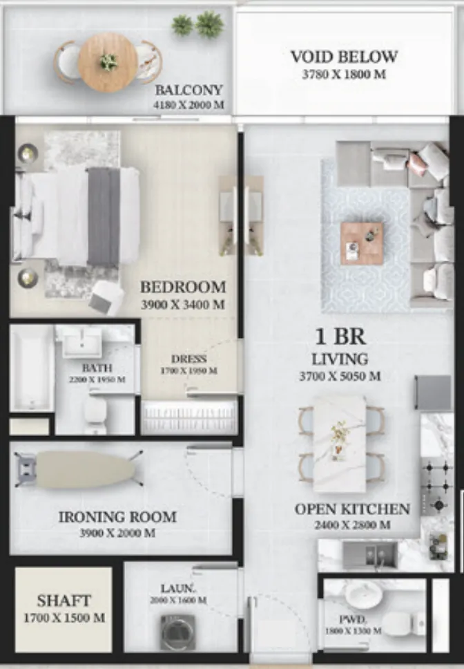 Wellington Ocean 1 BR Apartments floor plan, 866 sqft, drawing published by Wellington Developments