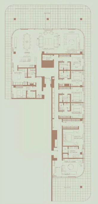 Eden House The Park 4 BR Apartments floor plan, 7,848 sqft, drawing published by H&H Development