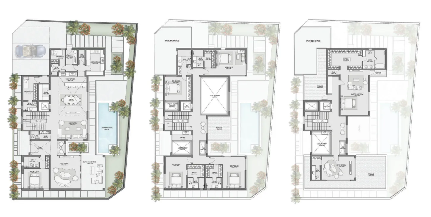 Selora Residences 6.5 BR Villa floor plan, 8,800 sqft, drawing published by Swank Development