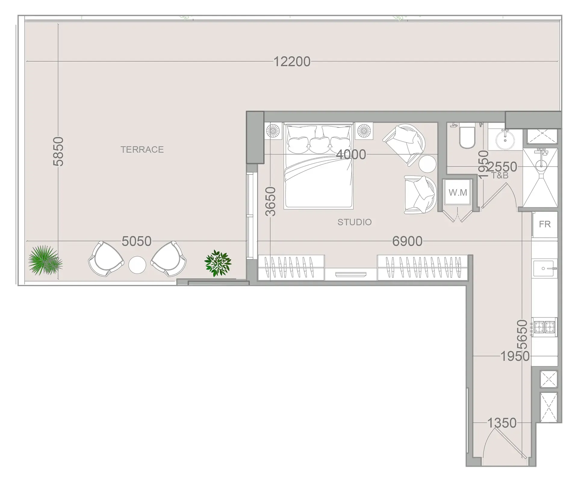 ELAR1S Sky Studio Apartments floor plan, 899 sqft, drawing published by Object One