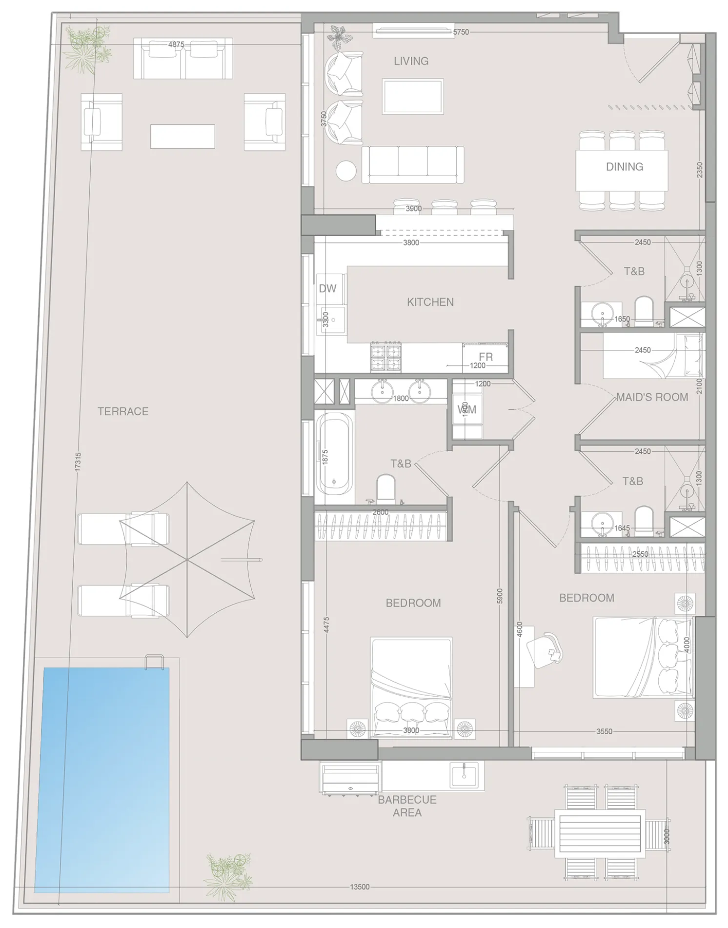 V1STARA House 2 2.5 BR Apartments floor plan, 2,247 sqft to 2,439 sqft, drawing published by Object One
