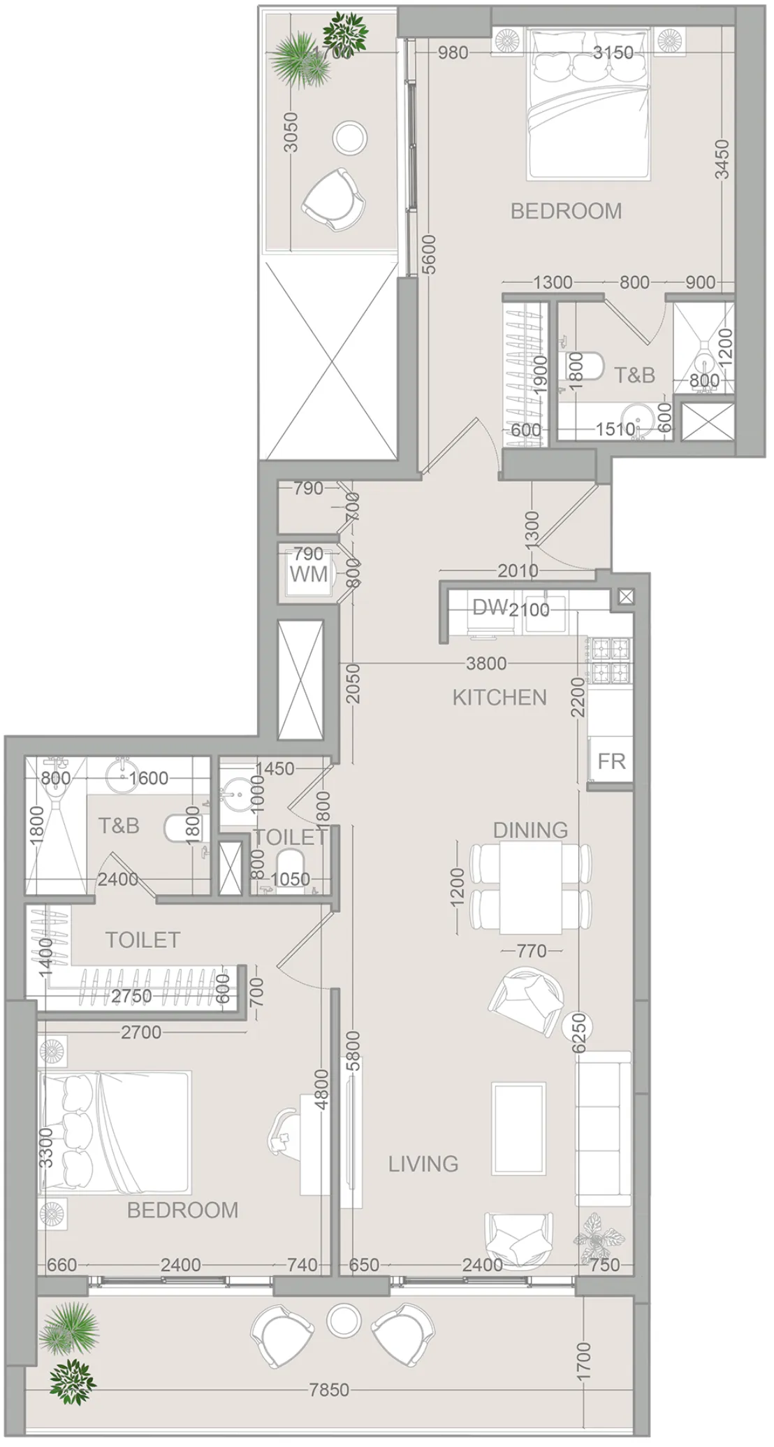 VERDAN1A 2 2 BR Apartments floor plan, 1,195 sqft to 1,383 sqft, drawing published by Object One