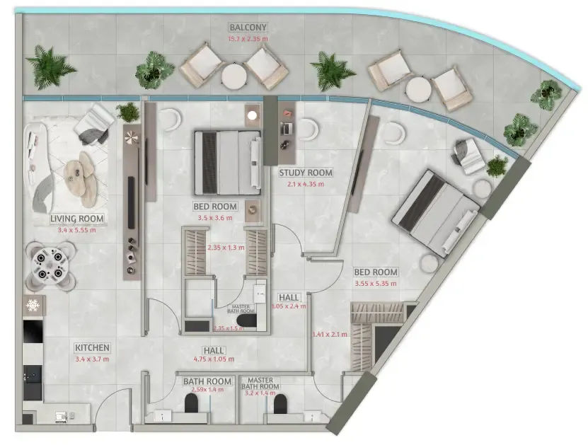Sakura Gardens 2 BR Apartments floor plan, 1,357 sqft to 1,747 sqft, drawing published by HRE Development