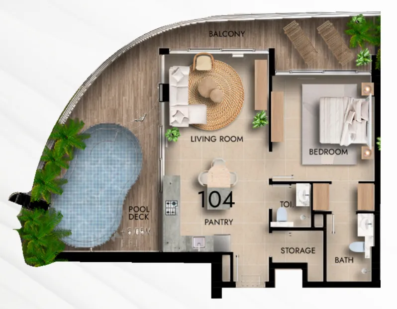 Parkside Boulevard 1 BR Apartments floor plan, 839 sqft to 1,325 sqft, drawing published by Tabeer