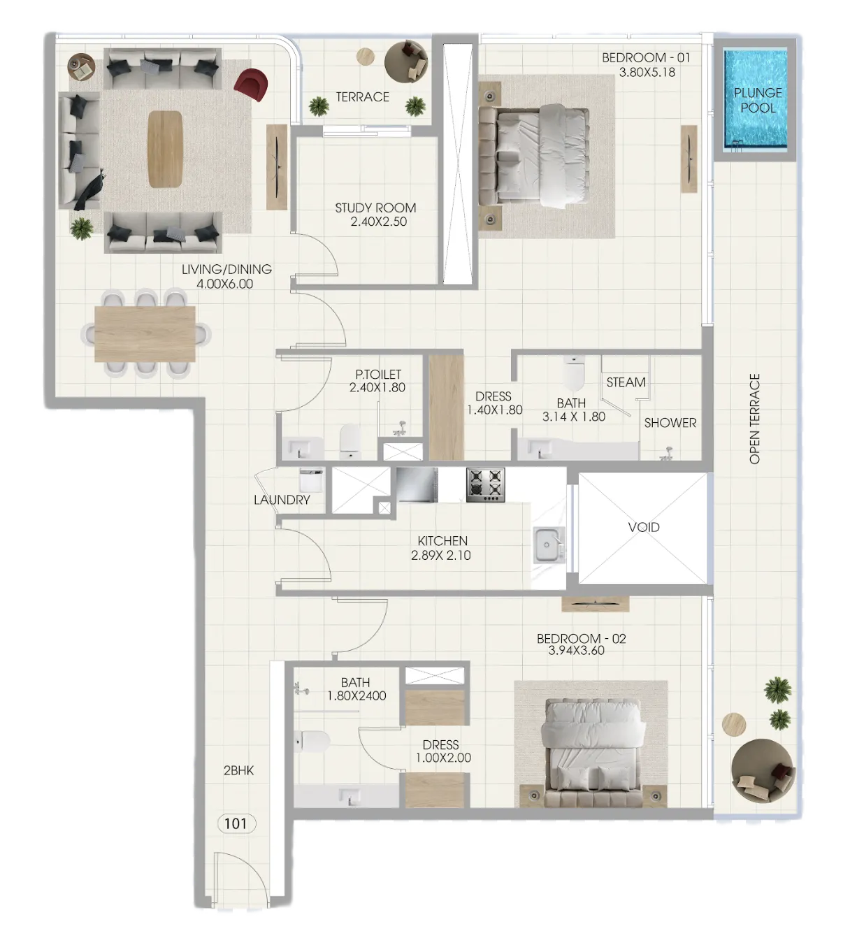 Bonds Avenue 2 BR Apartments floor plan, 1,381 sqft to 1,803 sqft, drawing published by Amirah Developments