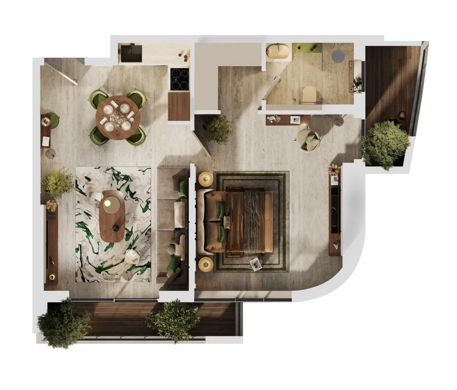 MAG 777 1 BR Apartments floor plan, 736 sqft to 965 sqft, drawing published by MAG Property Development