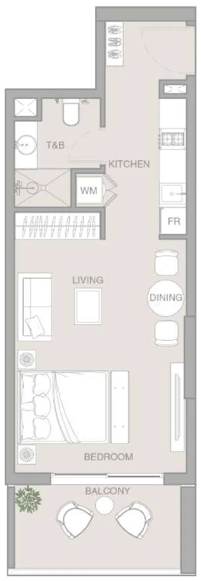 ESSENL1FE Residence Studio Apartments floor plan, 484 sqft to 488 sqft, drawing published by Object One