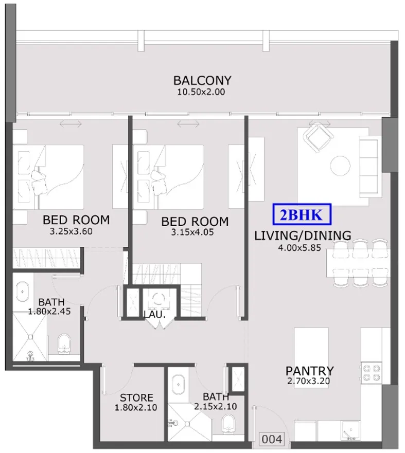 Azra Residence 2.5 BR Apartments floor plan, 1,242 sqft to 1,581 sqft, drawing published by Enaam Developers