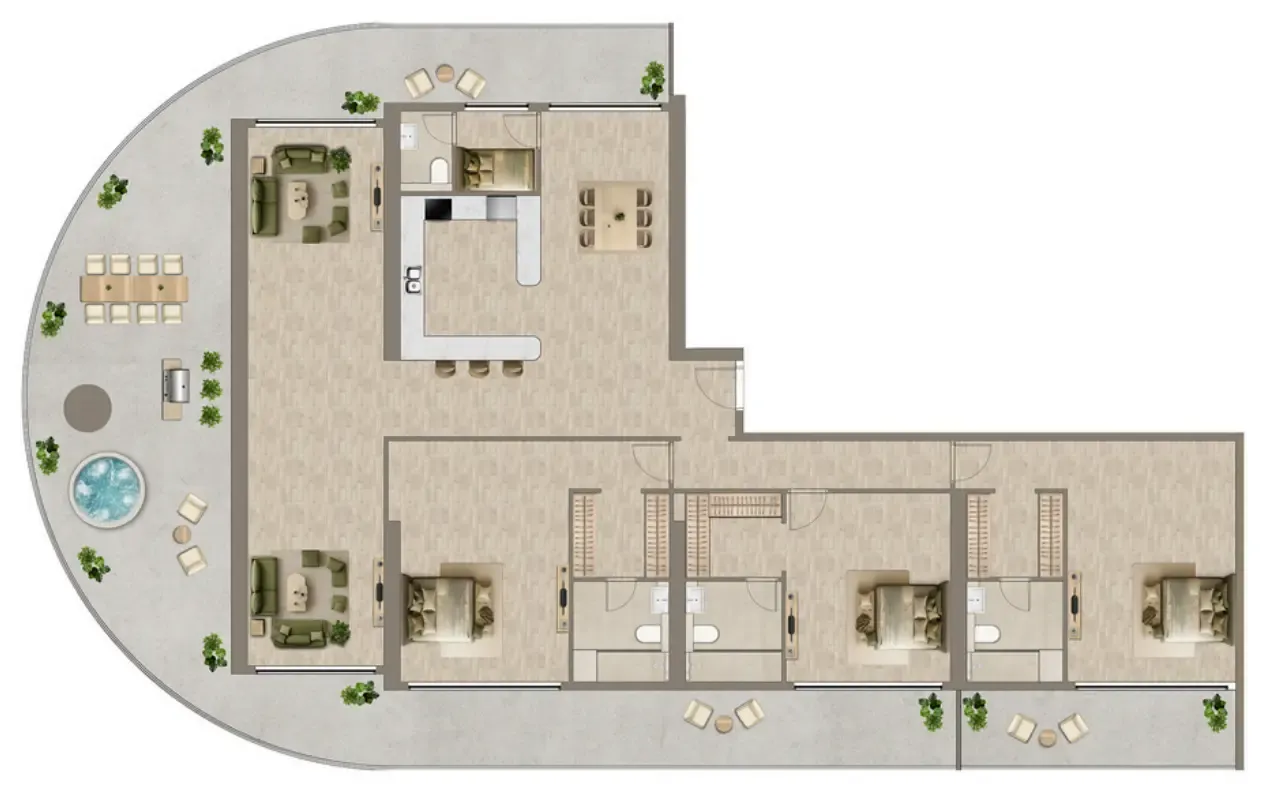 Colibri Views 3 BR Penthouse floor plan, 4,073 sqft, drawing published by Major Development